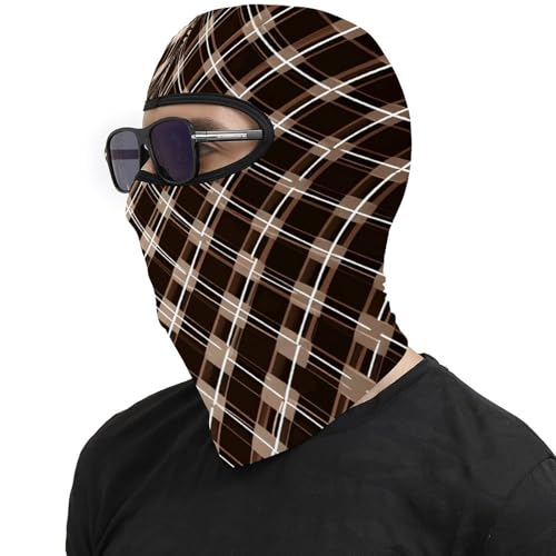 Pasamontaña para hombre y mujer, máscara facial marrón y blanca estampada, balaclava para motocicleta, casco completo, gorro calentador de cuello miniatura 4