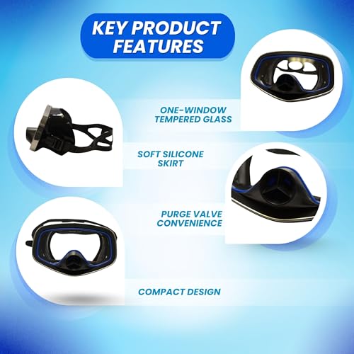 Scuba Choice Scuba Diving Classic Free Dive One-Window Silicone Purged Mask , Black by Scuba Choice - Image 6
