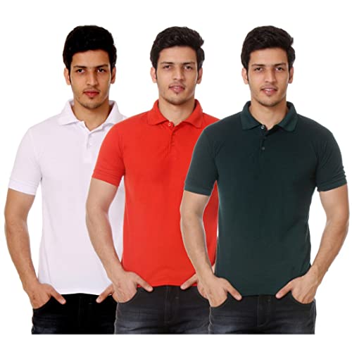 Image of Amazon Brand - Nora Nico Men's Cotton Pique Half Sleeves Solid Polo T Shirts-Pack of 3