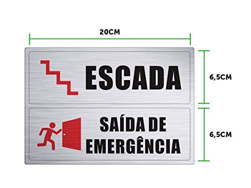 Placa Adesiva Para Escada Saida De Emergência 2 Unidades