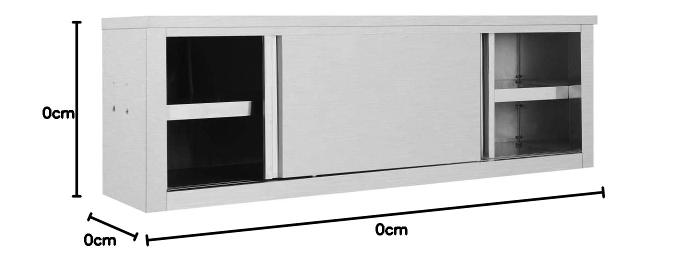 KOIECETA Armario Colgante de Pared con Puertas Correderas, Mueble Almacenaje de Cocina en Acero Inoxidable de Gastro (150 x 40 x 50 cm)