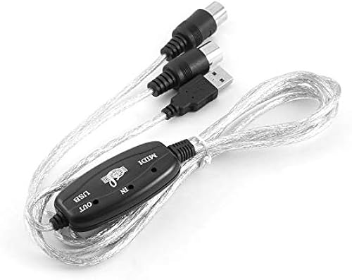MIDI-zu-USB-IN-OUT-Schnittstellenkabel-Adapter fA r Keyboard-E-Drum-Musik Konverter PC-zu-Music-Keyboard-Kabel Silber Schwarz