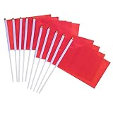 Red Stick Flag, 50 Pack Hand Held Small Red Flags On Stick,Perfect Decorations Themed Party,Sports Clubs,Festival Events