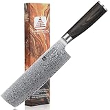 SANRENHUAL Nakiri Knife 7 Inch, Japanese High-corbon Steel Chef Knife