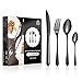 vancasso Juego de Cubiertos 24 Piezas, Set de Cubiertos de Acero Inoxidable, Cubertería de Mesa para 6 Personas, Juego de Cuchillo, Tenedor, Cuchara, apto para Lavavajillas - Negro
