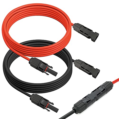 Câble solaire 2x5m 6mm² pré-serti avec connecteurs MC4 rouge et noir pour installation photovoltaïque