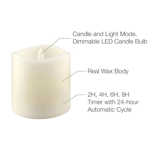 Image of Stonebriar 3 Count Ivory Real Wax 3x3 Flameless LED Pillar Candles with Remote and Timer