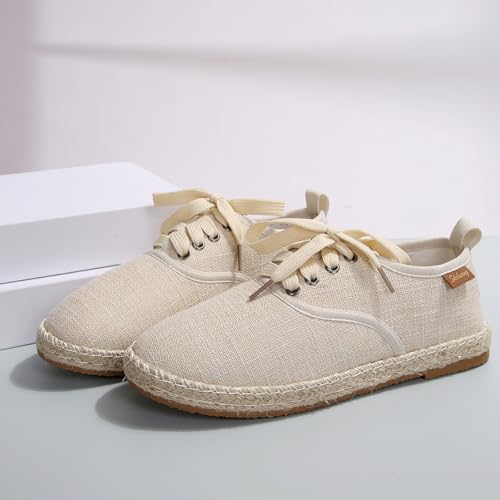 Breathable Knit Loafers for Women – Lightweight Slip-On Flats with Hemp Rope Sole, Striped Design, and Anti-Slip Wear-Resistant Outsole3