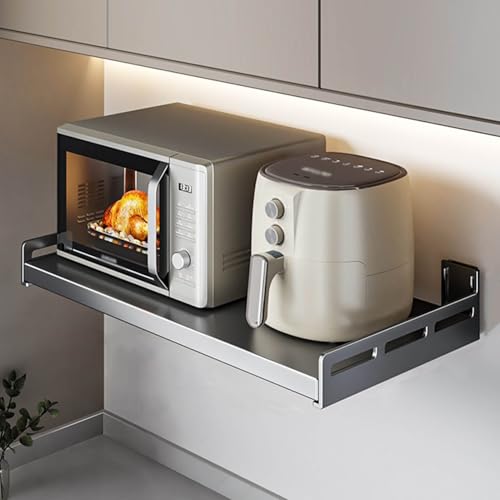 Étagère micro-ondes en acier inox avec crochets amovibles