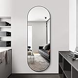 TheiaMo Oval Full Length Mirror, 65'22' Wall-Mounted With Metal Frame, Ultra-Clear Explosion-Proof, Simple and Classic Deco for Cloakroom/Bedroom/Living Room, Black