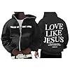 Fleece Jacket Mens Unisex Zipper Top Like Printed Hoodie Casual Hip Hop Hoodie Cardigan Jacket (Black, M) #1