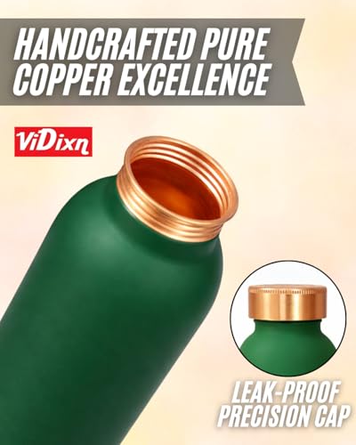 Image of 100% Pure Copper Water Bottle 950ml - Ayurvedic Leak-Proof Copper Bottle for Drinking Water - Handcrafted Mandala Design - BPA-Free & Eco-Friendly - Improves Immunity & Digestion (SEA GREEN)
