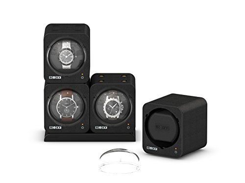 Made In Taiwan Boxy Modual Power Sharing System Fancy Brick Watch Winder Leather Black (With Adapter) #TOP3