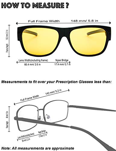 Image of The Fresh High Definition Polarized Wrap Around Shield Sunglasses for Glasses - Leather Eyeglasses Case