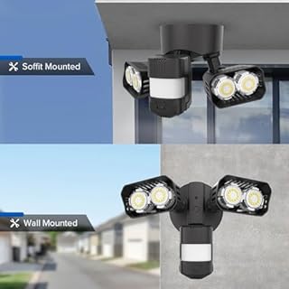 SANSI 28W 3500LM Motion Sensor Outdoor Lights, Outdoor Motion Sensor Light Security Lights Detector with 4 Mode 350W Equiv 5000K, IP65 Waterproof for Soffit, Garage, Yard (Black) Hardwired