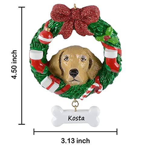 Yellow Labrador Retriever Wreath Personalized Dog Ornament #TOP2