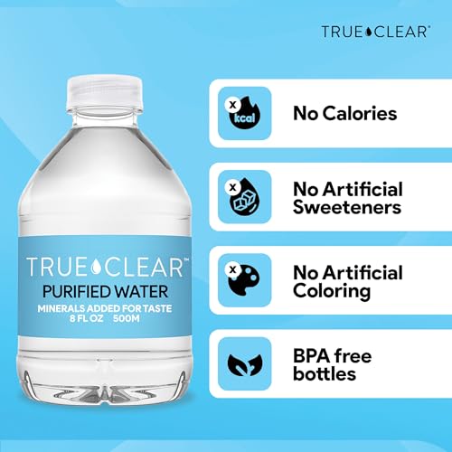 Image of True Clear Purified Drinking Water, 8 fl oz Bottles, 24-Pack, BPA-Free