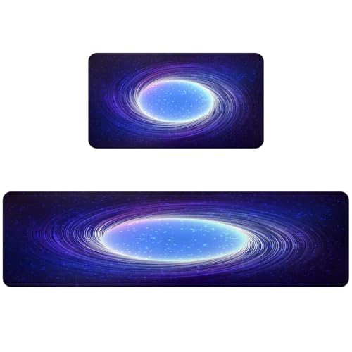 Tapetes de cocina VAPOKF con espiral neón lavables y antideslizantes pack de 2 2
