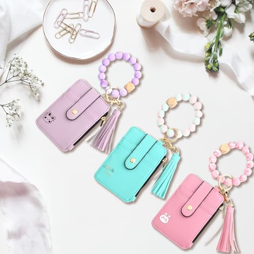 Personalized Girls Wallet,Personalized Card Holder with Name,Womens Wallet with Tassel Silicone Bracelet,Birthday Gift for Girlfriend Mom Wife4
