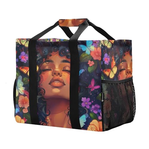 ALAZA Beautiful African Girl Waterproof Beach Tote Bags2