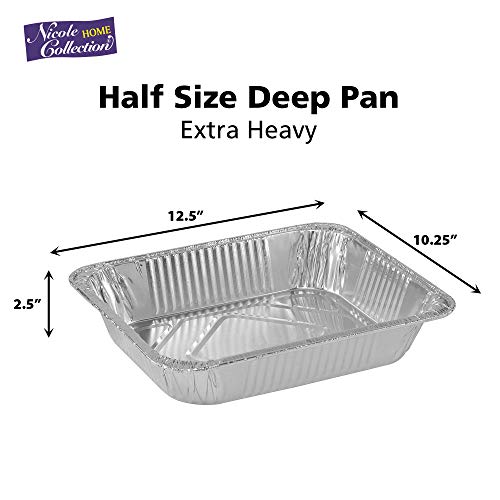 Aluminum Pans Half Size, 9X13, Extra Heavy Duty Disposable Foil Pans For Baking (20 Pack) Roasting & Chafing, Deep Tin Foil Bakeware, Steam Table Tray, Cookware, Food Prepping, Cake & Oven Pan by Nicole Home Collection - Used condition - US$23.97