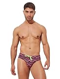 F plus R Men's Low Rise Swimwear Briefs Print Bikini Swimsuit Adjustable Drawstring Removable Pad La