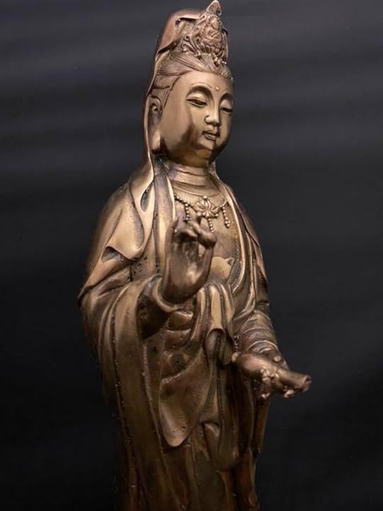 Amazon.co.jp: 観音 菩薩 銅製 仏像 彫刻 置物 開運 風水 骨董 古美術 