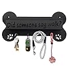 Dog Leash Holder for Wall Decorative – Black Bone Shape Wall Mount Decor with 4 Hooks for Key and Leash Rack Hangers with Storage Shelf (Style 1)