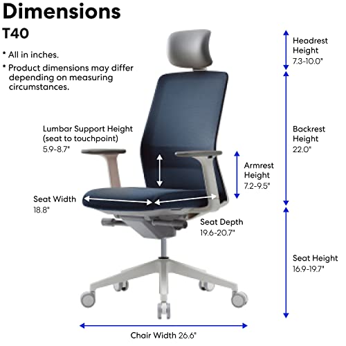 Sidiz T40 Smart Ergonomic Office Chair : Home Office Chair With Easy Adjustments, Headrest, Lumbar Support, 3D Armrests, Seat Depth, Mesh Back Computer Desk Chair, Alternative Gaming Chair (Blue) #TOP4