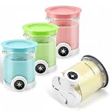 4er Pack Ersatz-Eisbehälter kompatibel 470ml Pint-Becher mit farbigen Deckeln, Auslaufsicher & BPA-frei(Blau, Grün, Pink, Grau)