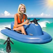 Seated Floating Pool Motor Boat,10000/16000mah Battery-Powere,1-2 Persons Water Propulsion Jet Ski,Upgraded Dual-Fin Design Motorboat+500W10AThruster