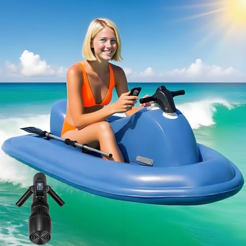 Barco flotante de motor para piscina, funciona con batería de 10000 mAh, propulsión de agua para 1 a 2 personas, diseño de doble aleta mejorado con propulsión de 500 W