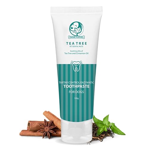 Image of Foodie Puppies Dental Care Tea Tree Toothpaste for Dogs - 100g with Soothing Mix of Tea Tree and Cinnamon Oil | Tartar Control Enzymatic Toothpaste Suitable for All Dogs and Puppies
