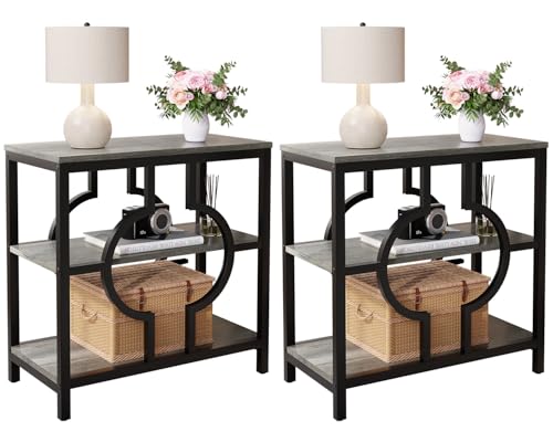 Vividwood End Table Set of 2, Narrow Side Table with