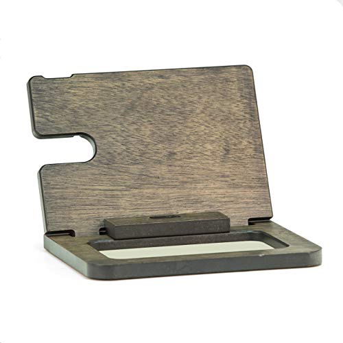 Executive Wood Docking Station with Valet, Watch Storage and Charging Station