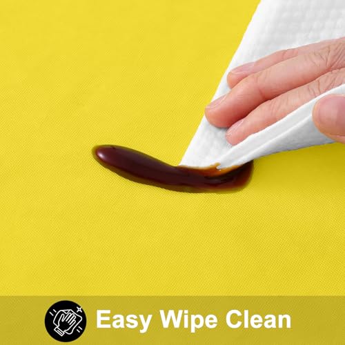 Image of Smiry Square Table Cloth 60x60 Inch, Waterproof Wipeable Vinyl Tablecloths Protector, Oil Spill Proof Plastic Table Cover for Dining, Picnic, Camping, Outdoor, Yellow