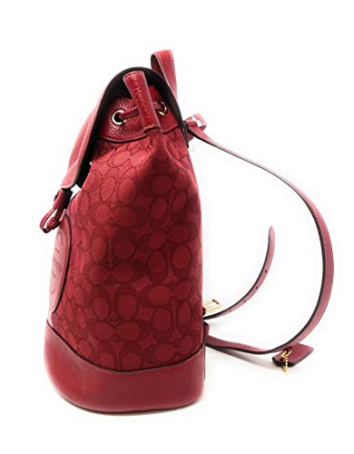 Coach Women's Dempsey Drawstring Backpack (Signature Jacquard - Patch/Stripe - Red Apple) #TOP1