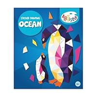 ARTISTA 9342965 Sticker-Painting-Buch Ocean, Stickern-nach-Zahlen, 6 Motivvorlagen inkl. Aufkleber, Mosaik Stickerbuch, Bastelset für Kinder ab 6 Jahren