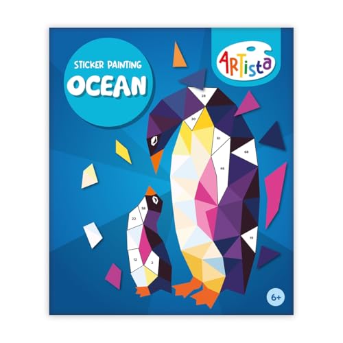 ARTISTA 9342965 - Libro per Pittura con Adesivi Ocean, 6 Modelli con Adesivi, Mosaico, Set Fai da Te per Bambini dai 6 Anni in su