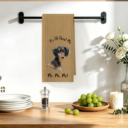 Image of Funny Dachshund Kitchen Towels 24x14 Inch, Dachshund Gifts Reusable Dish Towels for Kitchen Bathroom Decor, Waffle Weave Absorbent Tea Towel, Cute Weiner Dog Gifts for Women Mom Friend Girls