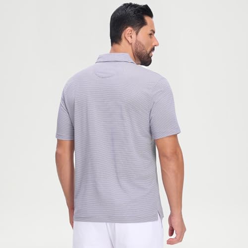 M MAELREG Men's Jacquard Stripe Golf Shirts Quick Dry Performance Short Sleeve Moisture Wicking Polo Shirt for Men by M MAELREG - Used condition - Image 4