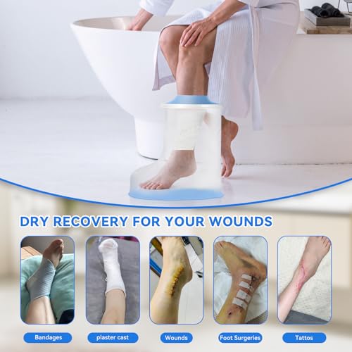Zolife Waterproof Foot Cover for Shower Adult, Foot Cast Covers with Non-Slip Bottom, Watertight Cast Protector for Surgery Bandage Dressing Wound, Reusable