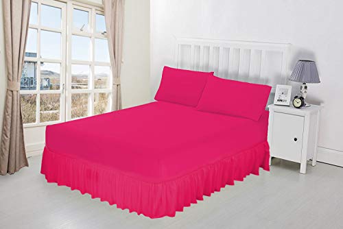 NIYS Luxury Bedding Drap-housse à volants 100 % coton égyptien en 14 couleurs (Super King size, fuchsia)