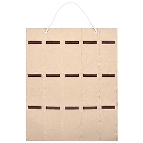 Pasuihcay Glasses Organizer Sunglasses Organizer Storage Hanging Bag Sunglasses Eyeglasses Display Wall Mount Organizer 15 Slot Eyewear Holder Beige+Brown