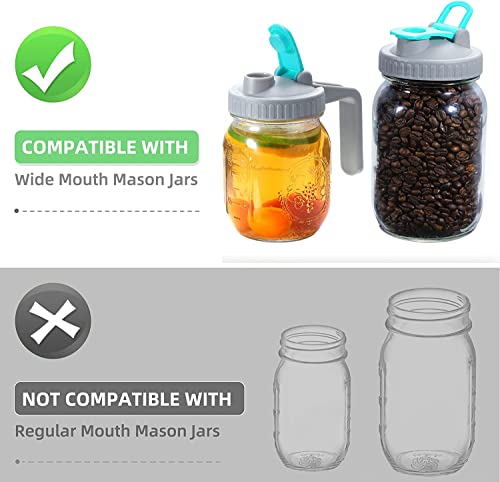 Wide Mouth Mason Jar Lids For Ball Mason Jars, 2Pcs Pour Spout Lids With Handle, 2Pcs Innovative Flip Cap Lids, For Pouring, Drinking And Airtight Storage #TOP3