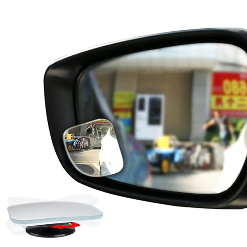 EMIUP Fan-Shape Blind Spot Mirrors 360°Rotatable Frameless HD Convex Glass Stick-on Rear View Mirror For All Cars,Motorcycles,Truck,SUV-2Pack