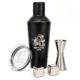 JovvMivi 20oz 2-in-1 Stainless Steel Vacuum Insulated Cocktail Shaker & Tumbler Combo (1 Cup, 2 Lids) - Soccer 2026 Gifts Fan Merchandise for Men, with 2 Reusable Ice Cubes, Jigger, Straw & Brush