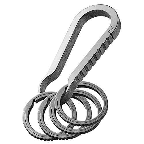 Fegve Titanium Quick Release Key Chain Clip With 4 Key Rings Heavy Duty Small Carabiner Keychain Clip For Men And Women (Grey) #TOP19