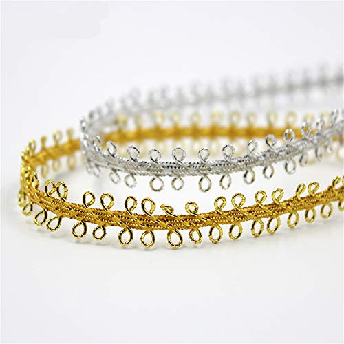 10 Yards Metallic Gimp Braid Trim Ribbon Curve Lace Fabric Sewing Centipede Braided Lace Wedding Craft Diy Clothes Accessories Home Decor 8Mm Width (Silver) #TOP4