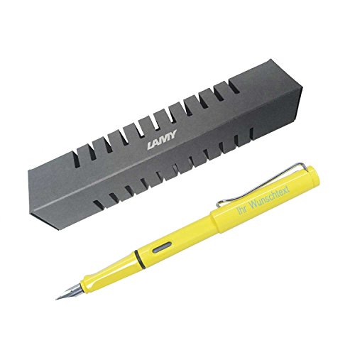 Lamy Füllhalter safari Modell 018, Feder LH, Farbe yellow (gelb glänzend), inkl. Gravur, für Linkshänder